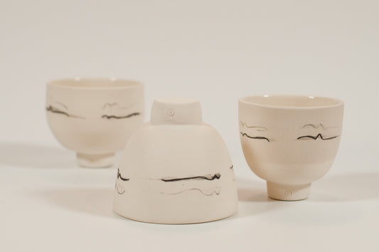 Handmade Canadian porcelain cortado cup from the Echo Collection, small ceramic cup with smooth tactile finish, 6 oz