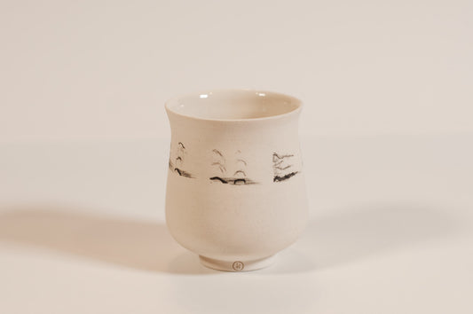 Handmade porcelain espresso cup from the Echo Collection, small ceramic cup with smooth tactile finish