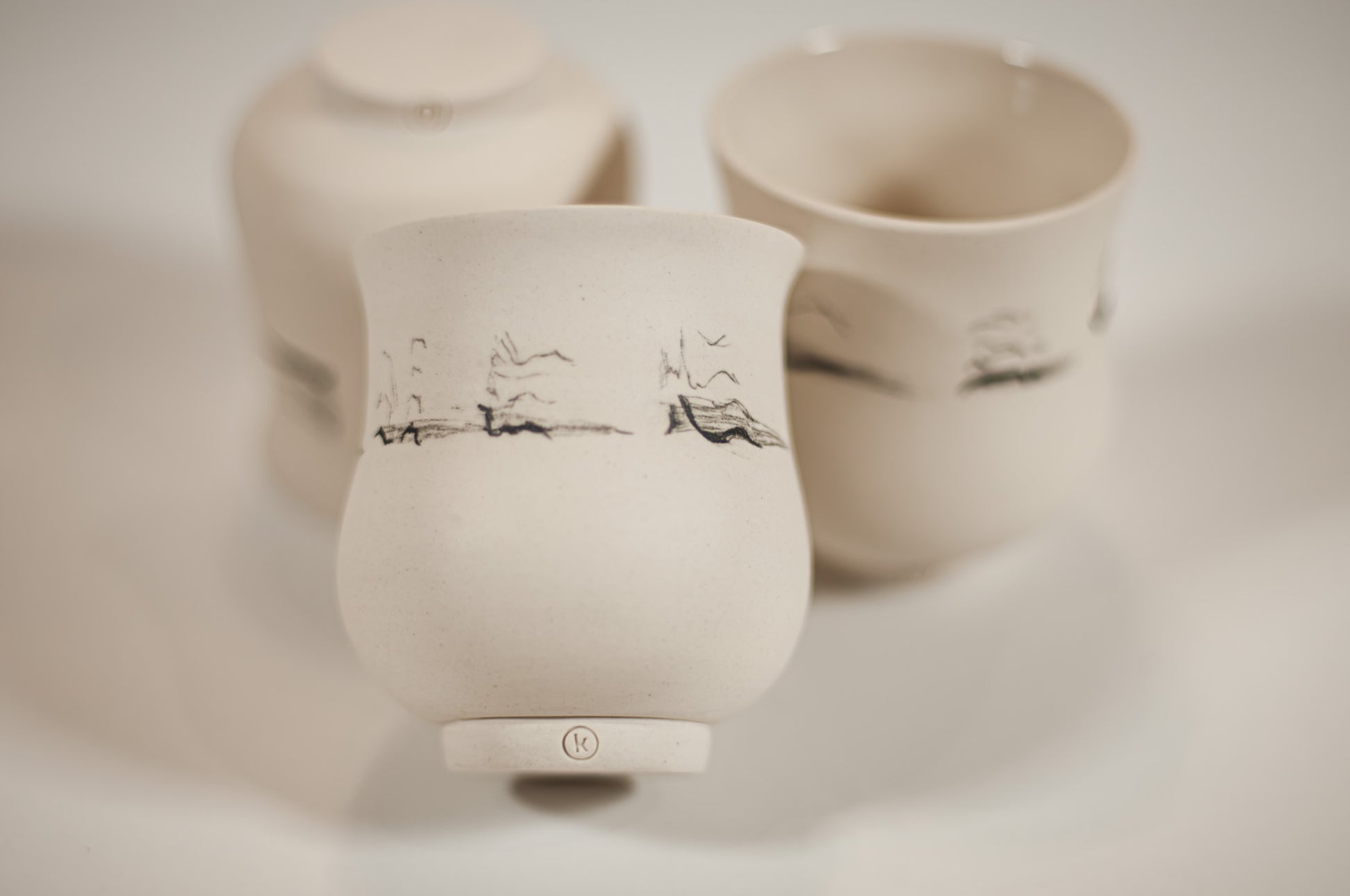 Canadian handmade porcelain cup, wheel-thrown small ceramic cup for tea or espresso